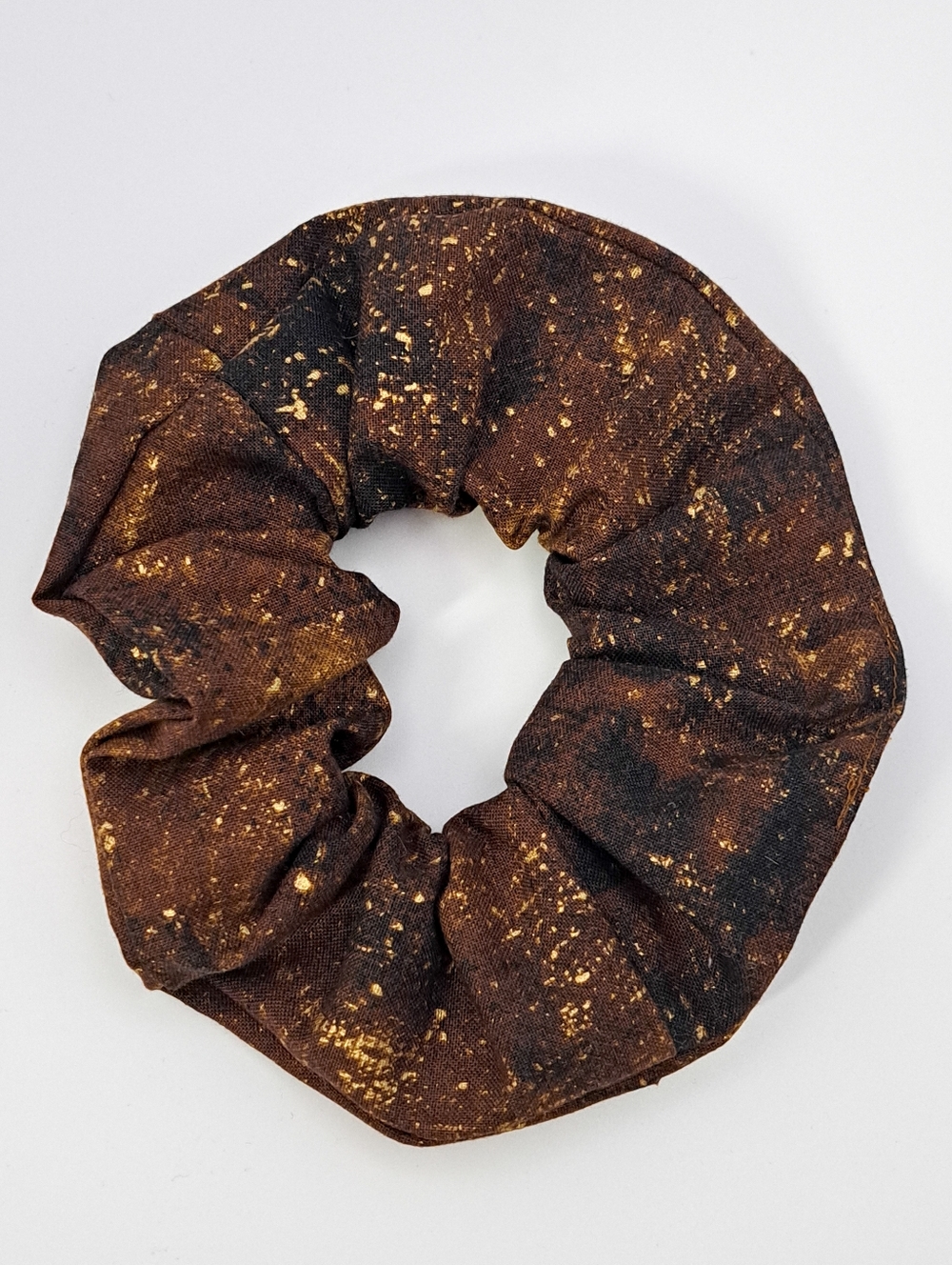 Chocolate Brown Gold Speckled Scrunchie Hair Rie Cotton Women's Accessory